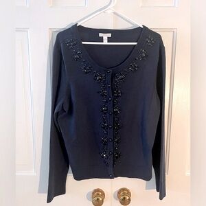 VINTAGE CHARTER CLUB Women's Embellished Cardigan. Color: Navy Blue. Size: (XL).
